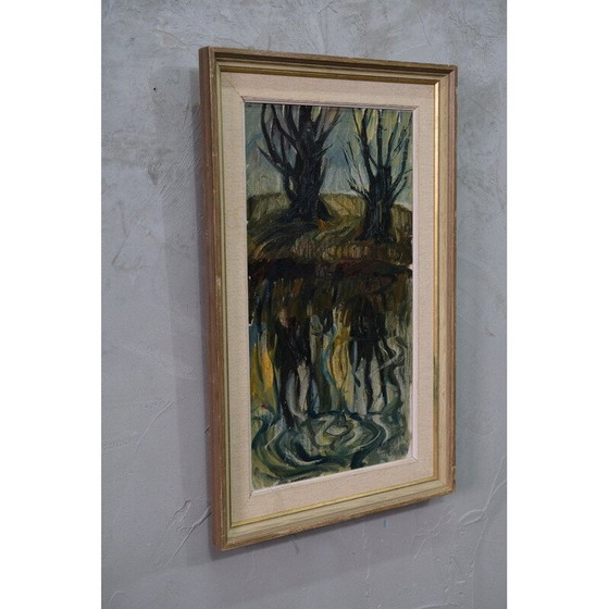 Image 1 of Peinture à l'huile de paysage vintage par Hildegard Schüller-Falk, Suède 1960