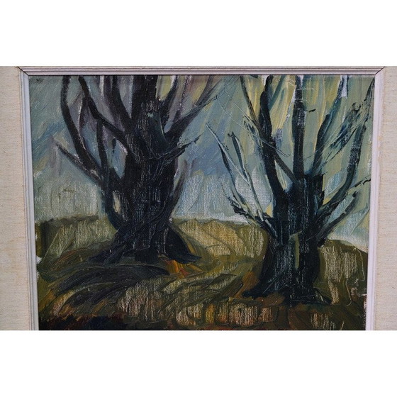 Image 1 of Peinture à l'huile de paysage vintage par Hildegard Schüller-Falk, Suède 1960