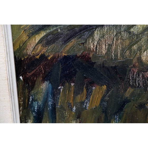 Image 1 of Peinture à l'huile de paysage vintage par Hildegard Schüller-Falk, Suède 1960