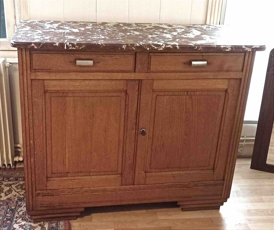 Image 1 of Buffet Art Déco Chêne Massif Blond Largeur 120 Cm