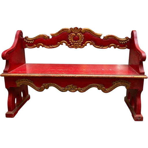 Banc vénitien vintage en bois, 1950