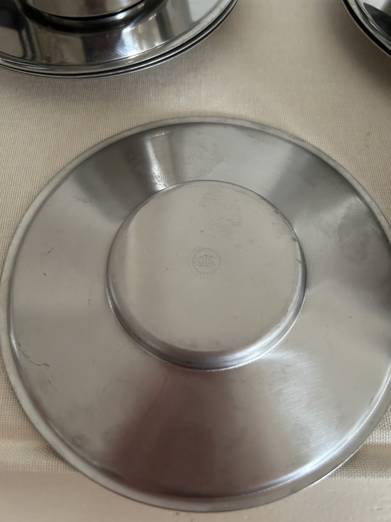 Image 1 of 6X Casalinghi Italie Acier inoxydable Chromé Tasse et soucoupe expresso