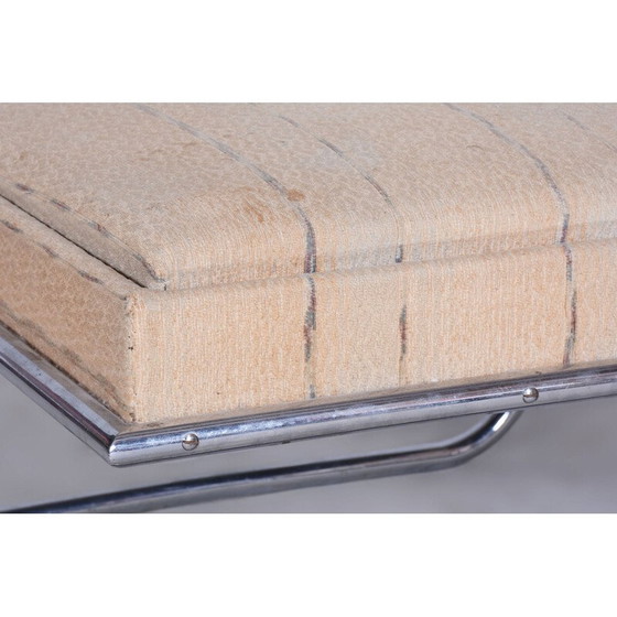 Image 1 of Paire de fauteuils Bauhaus vintage avec tabourets en acier chromé et en hêtre, Tchécoslovaquie 1920