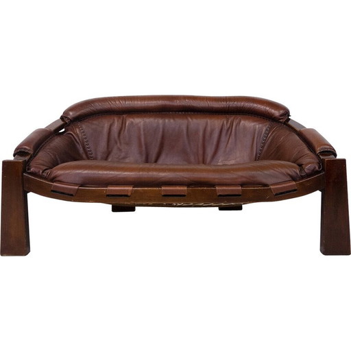 Canapé en cuir vintage de Luciano Frigerio, Italie 1970