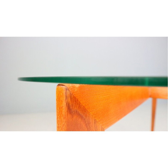 Image 1 of Table basse vintage en chêne et cristal par Gio Ponti pour Isa Bergamo, Italie 1957