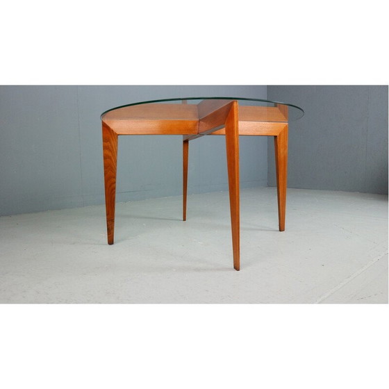 Image 1 of Table basse vintage en chêne et cristal par Gio Ponti pour Isa Bergamo, Italie 1957