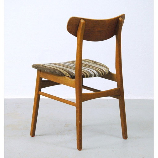 Ensemble de 5 chaises de salle à manger danoises vintage en teck et bois de chêne, années 1960