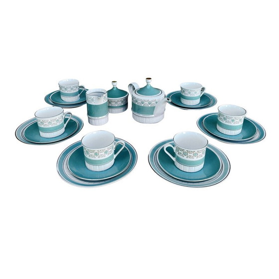 Image 1 of Service à café vintage en porcelaine turquoise pour Kahl, Allemagne 1960