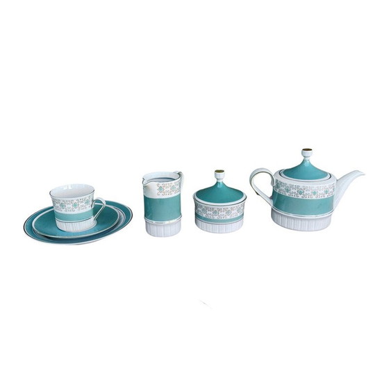 Image 1 of Service à café vintage en porcelaine turquoise pour Kahl, Allemagne 1960