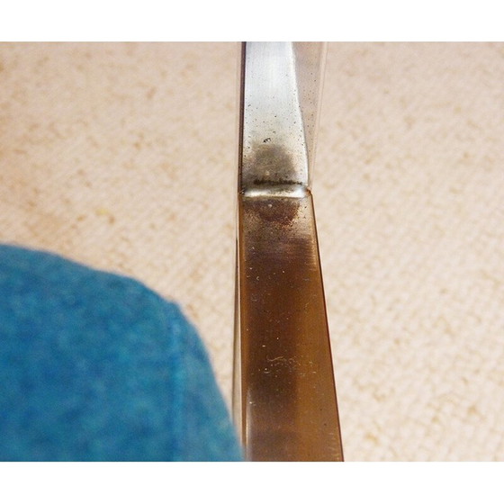 Image 1 of Paire de chaises basses en métal et laine bleue - 1980