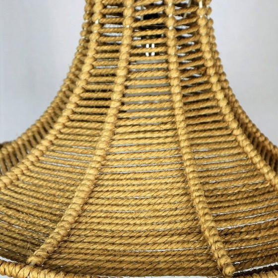 Image 1 of Lampe suspendue vintage en corde par Audoux-Minet, 1950