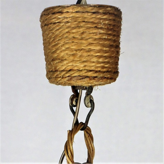Image 1 of Lampe suspendue vintage en corde par Audoux-Minet, 1950