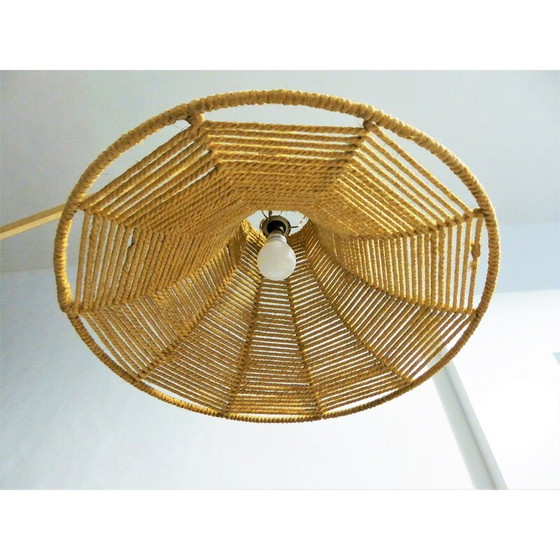 Image 1 of Lampe suspendue vintage en corde par Audoux-Minet, 1950