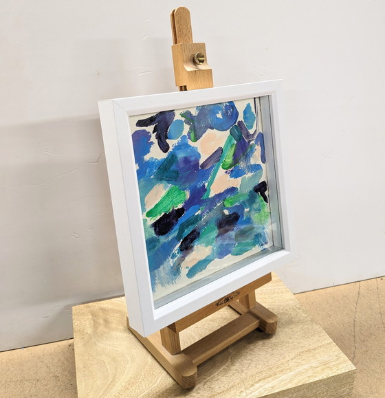 Image 1 of Abstract Seascape 10 Nigel Waters Original Paper Acrylic Painting Signed Framed