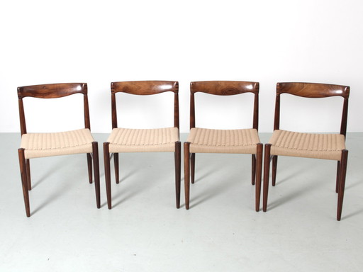 Suite De 4 Chaises Scandinaves En Palissandre De Rio De H. W. Klein