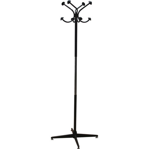 Porte-manteau industriel vintage en métal chromé, 1960