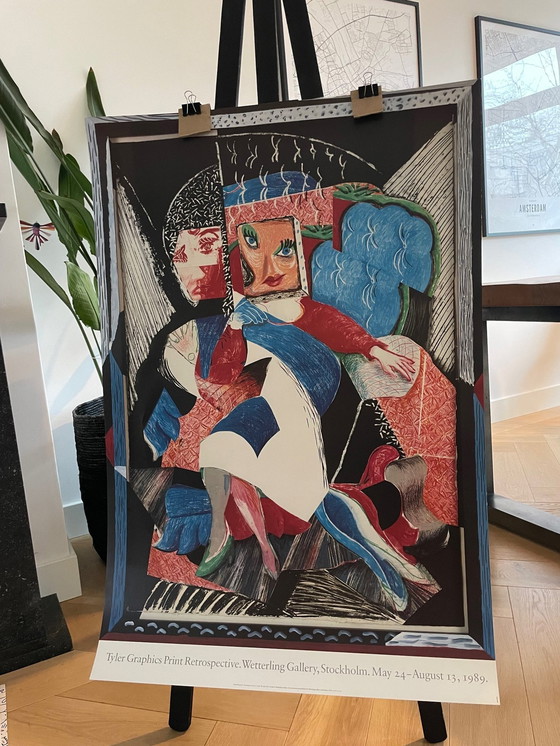 Image 1 of David Hockney - "Une image de Celia", 1986. Affiche d'exposition d'époque, imprimée à Stockholm, 1989,