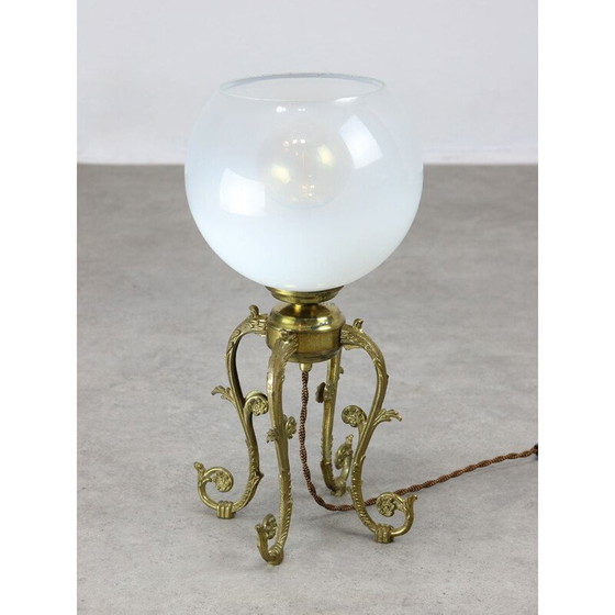 Image 1 of Lampe de table vintage en laiton et verre, Italie