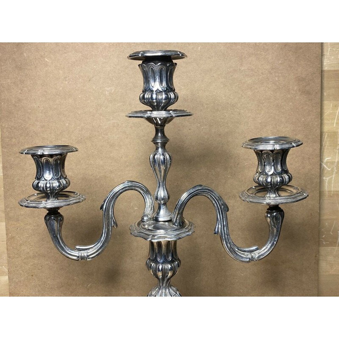 ANCIEN BOUGEOIR / Flambeau CHRISTOFLE métal argenté ciselé 24 cm EUR 60