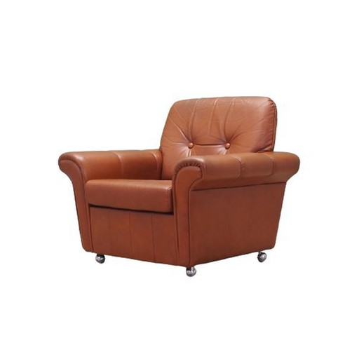 Fauteuil en cuir, Design danois, 1960S, Production : Danemark