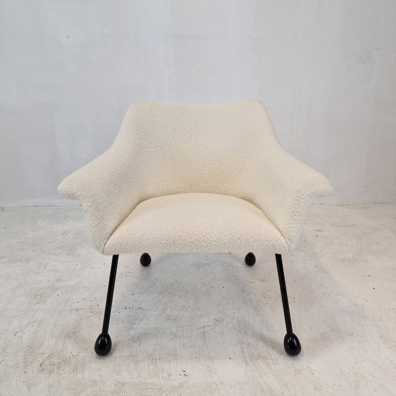 Image 1 of Fauteuil en tissu de laine italien du milieu du siècle, 1960