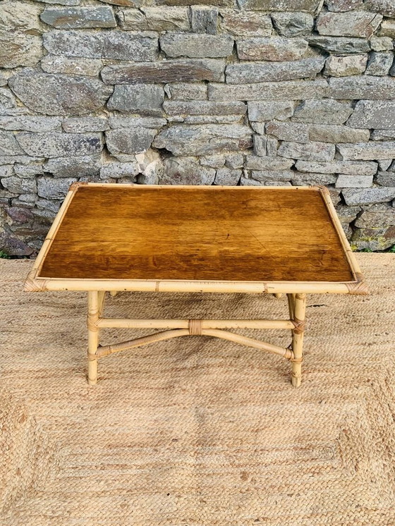 Image 1 of Table Basse Vintage En Rotin