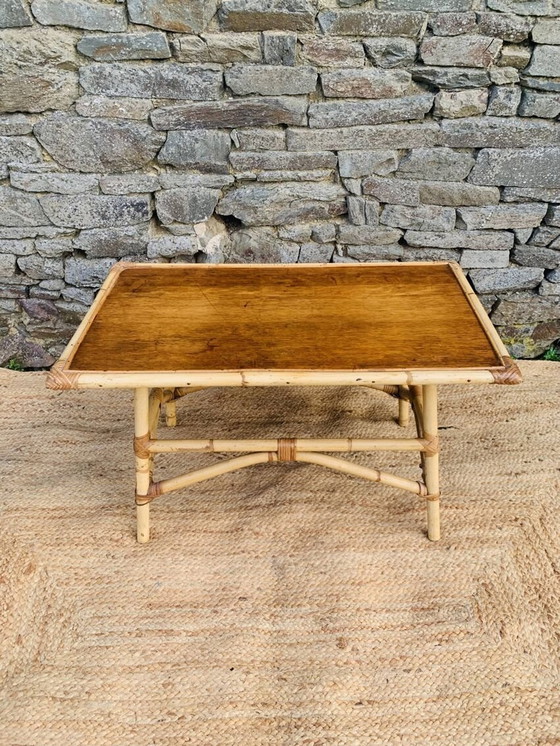 Image 1 of Table Basse Vintage En Rotin