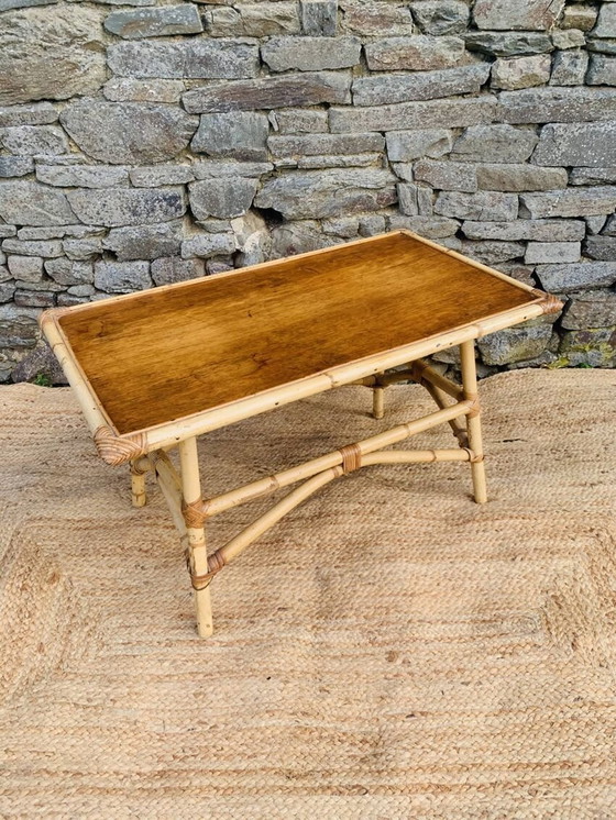 Image 1 of Table Basse Vintage En Rotin