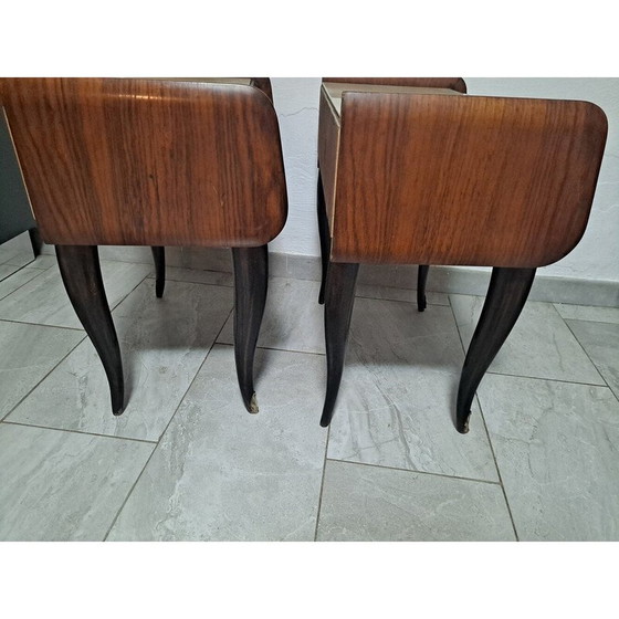 Image 1 of Paire de tables de nuit Mcm en bois, métal et laiton, Italie 1950s