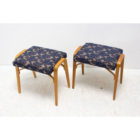 Image 1 of Paire de tabourets vintage en bois courbé par Ludvík Volák pour Dřevopodnik Holešov, Tchèque 1970