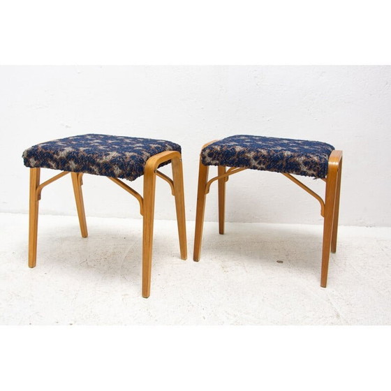Image 1 of Paire de tabourets vintage en bois courbé par Ludvík Volák pour Dřevopodnik Holešov, Tchèque 1970