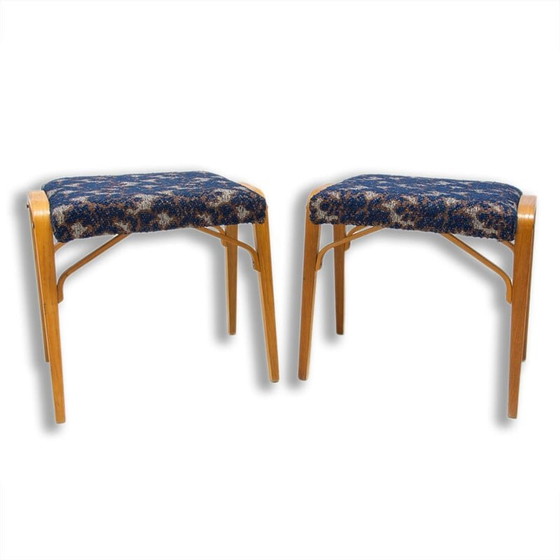 Image 1 of Paire de tabourets vintage en bois courbé par Ludvík Volák pour Dřevopodnik Holešov, Tchèque 1970