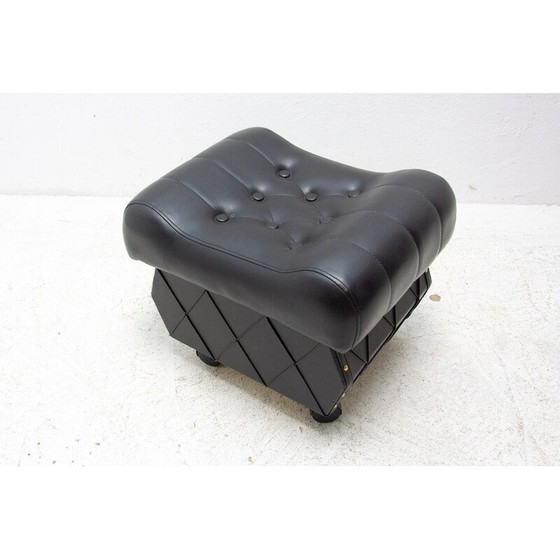 Image 1 of Tabouret vintage en simili-cuir avec espace de rangement, Tchécoslovaquie 1980