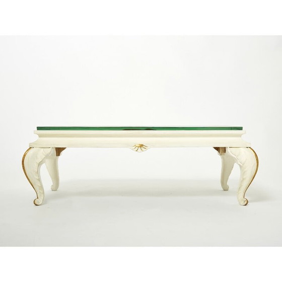 Image 1 of Table basse vintage en bois doré et verre par Jansen, 1950