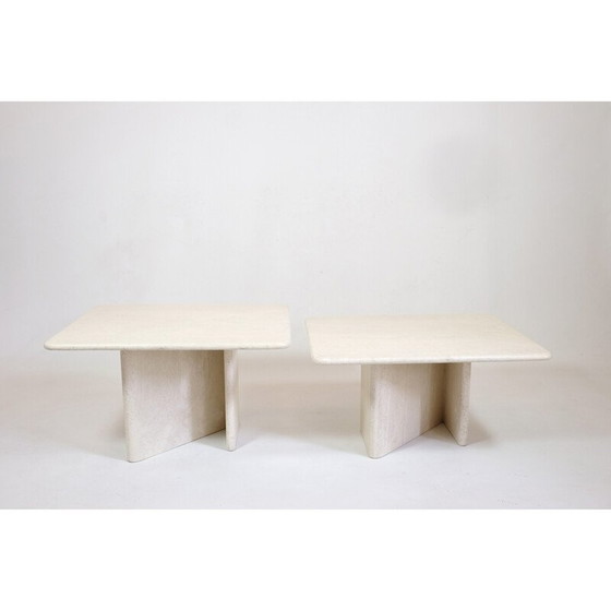 Image 1 of Tables gigognes vintage en travertin, Italie