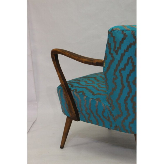 Image 1 of Fauteuil vintage avec tissu brodé 1950