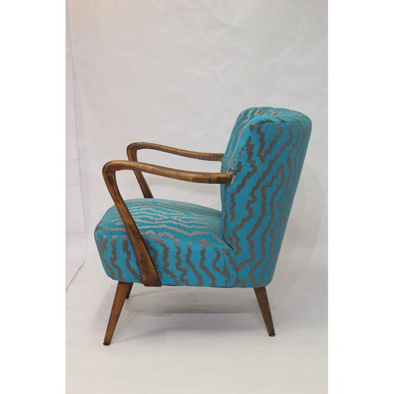 Image 1 of Fauteuil vintage avec tissu brodé 1950