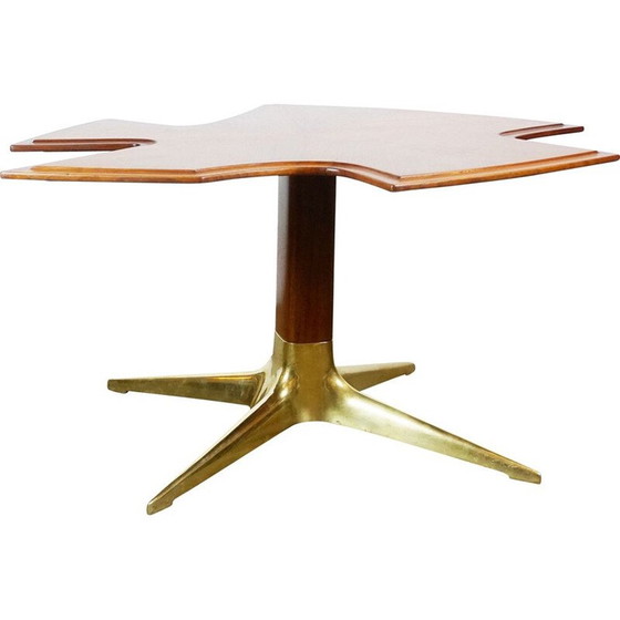 Image 1 of Table basse vintage en noyer et laiton par Oswals Haerdtl, Vienne 1950