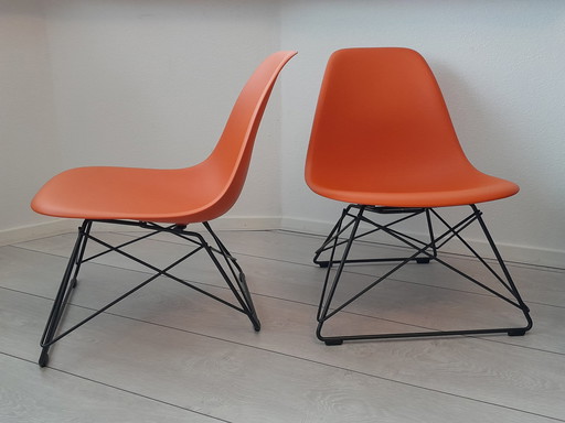 2X Vitra Eames Plastic Side Chair RE LSR Rusty Orange