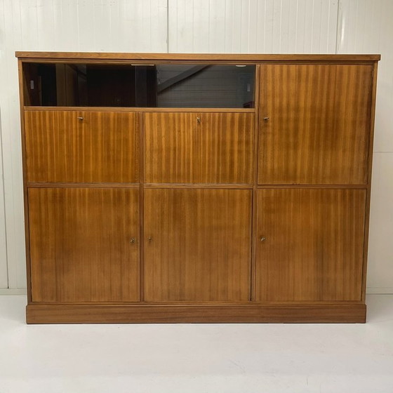 Image 1 of Vintage Midcentury Wall Cupboard Highboard Vitrine Bar Cupboard