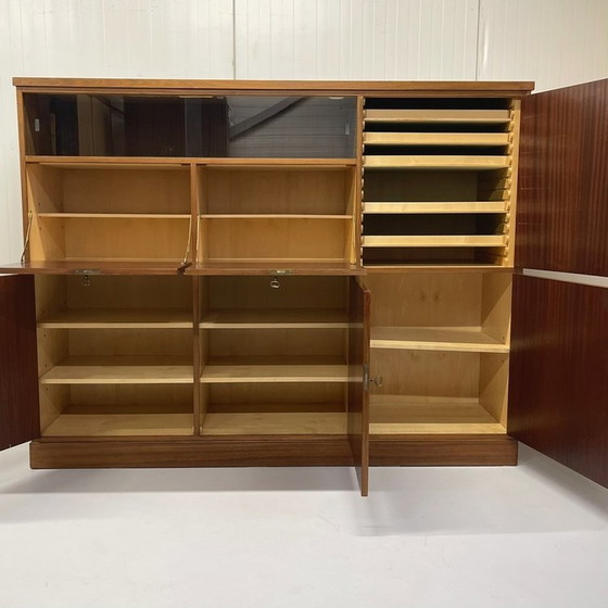 Image 1 of Vintage Midcentury Wall Cupboard Highboard Vitrine Bar Cupboard