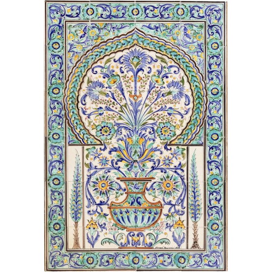 Image 1 of Panneau mural vintage "Azulejos" en faïence, 1987
