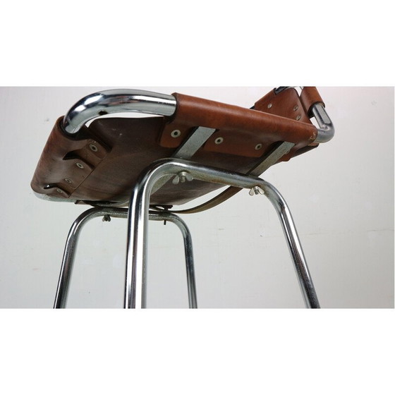 Image 1 of Tabouret de bar vintage en cuir, France 1960