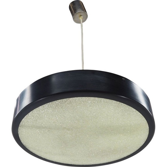 Image 1 of Lustre Ufo vintage en métal noir, Tchécoslovaquie 1960