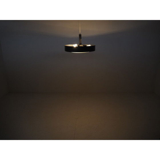 Image 1 of Lustre Ufo vintage en métal noir, Tchécoslovaquie 1960