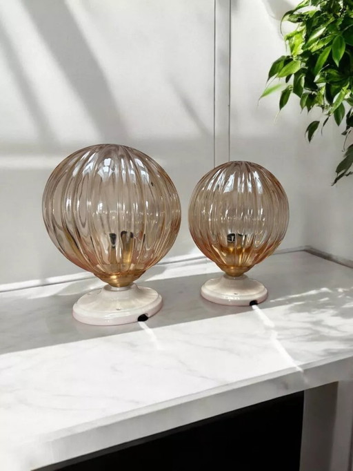 Paire D’Appliques Murales Globes 