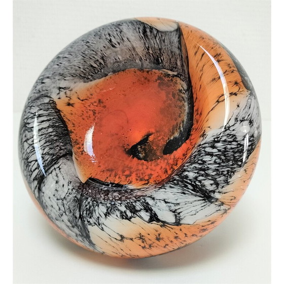 Image 1 of Plateau de poche vintage en verre opale orange et noir par Carlo Moretti, 1970