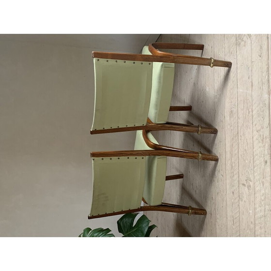 Image 1 of Paire de chaises Steiner vintage en frêne courbé et simili cuir par Wilhem von Bode pour Hugues Steiner, France 1948