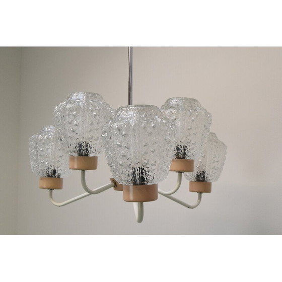 Image 1 of Lustre vintage en verre et métal par Jilové u Děčína, Tchécoslovaquie 1970.