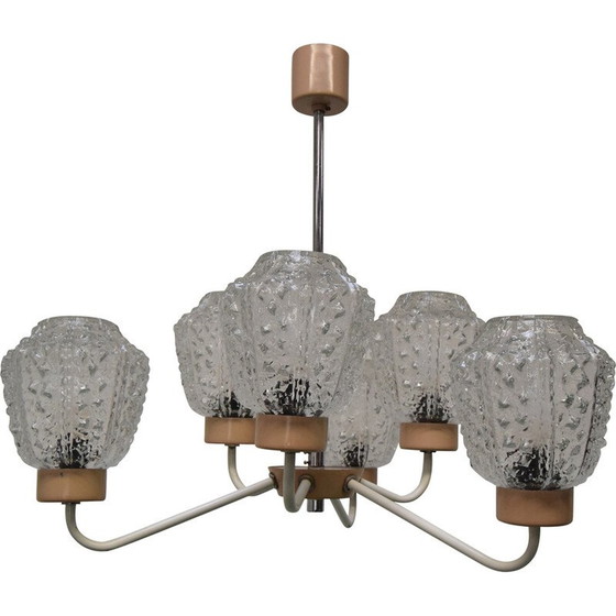 Image 1 of Lustre vintage en verre et métal par Jilové u Děčína, Tchécoslovaquie 1970.